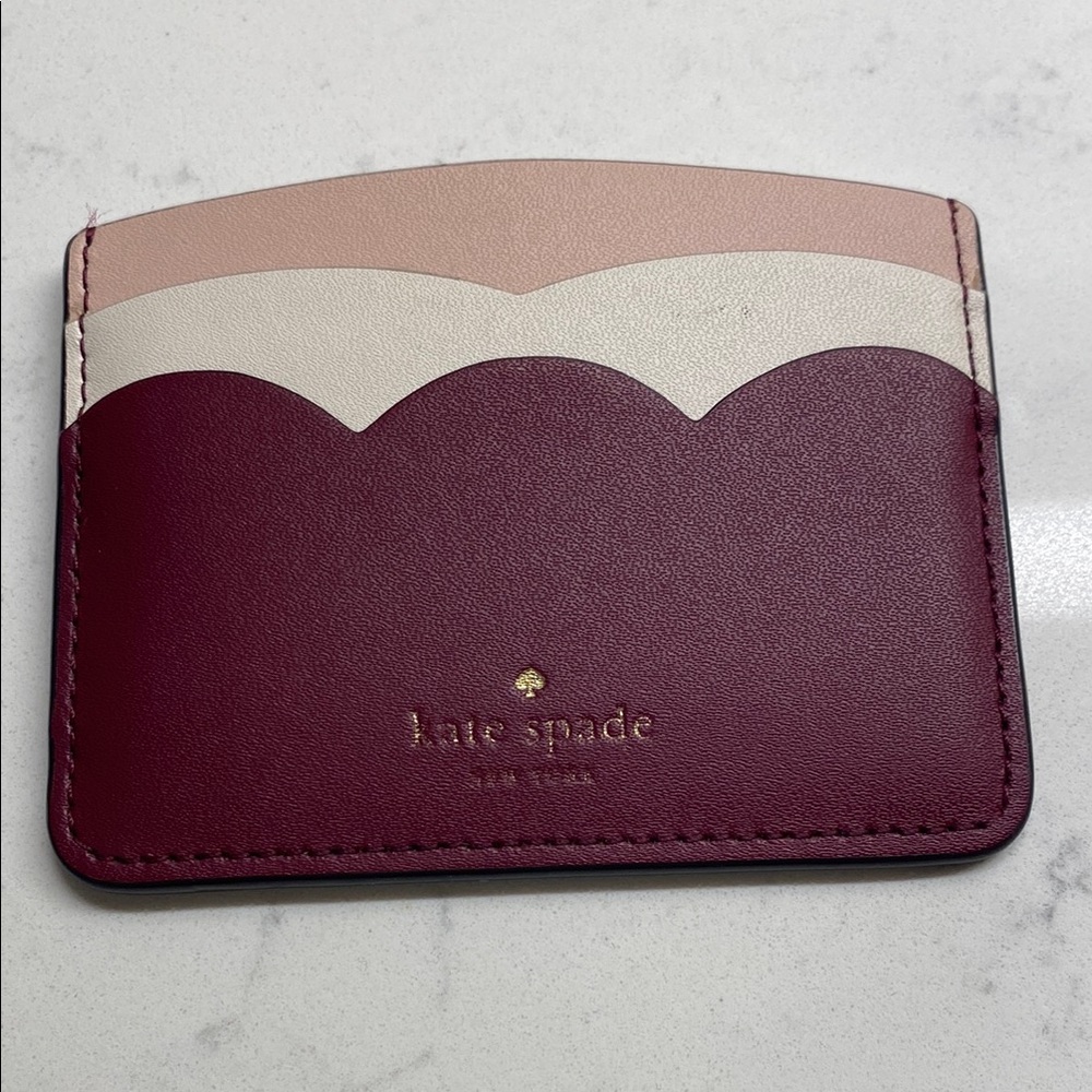 Kate Spade Red and Pink Key Card Holder with Scalloped Design